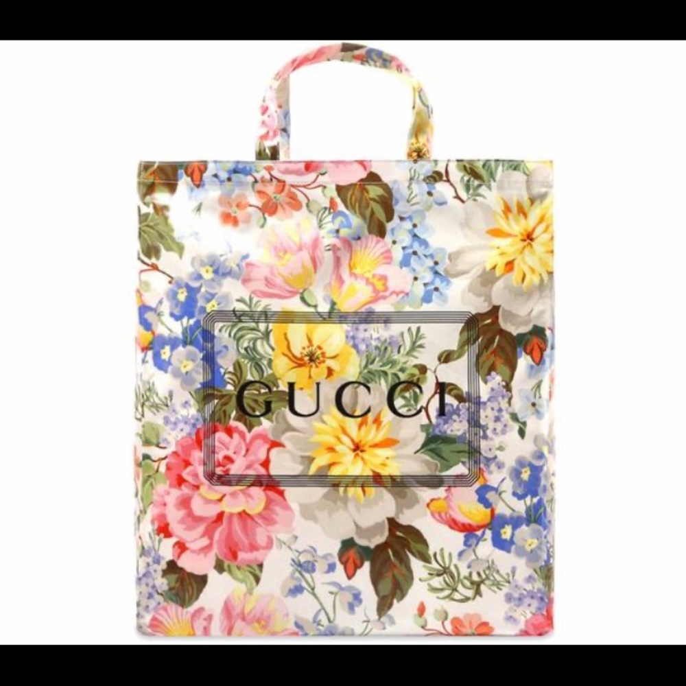 Gucci #575140 Coated Cotton Floral Tote